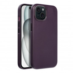 Apple iPhone 15 Hülle Leather Mag Cover Elegant  MagSAFE  Dunkelviolett