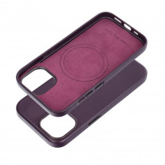 Apple iPhone 15 Hülle Leather Mag Cover Elegant  MagSAFE  Dunkelviolett 