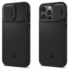 Apple iPhone 14 Pro Hülle Spigen Optik Armor Schwarz 