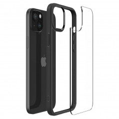 Apple iPhone 15 Plus Hülle Spigen Ultra Hybrid Kristallklar  Matt Schwarz 