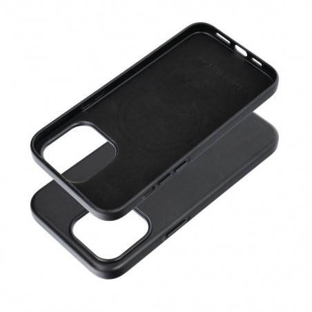 Apple iPhone 15 Pro Max Hülle Leather Mag Cover Elegant  MagSAFE  Schwarz