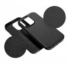 Apple iPhone 15 Pro Max Hülle Leather Mag Cover Elegant  MagSAFE  Schwarz 