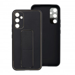 Samsung Galaxy A34 Hülle LEATHER Case Kickstand Schwarz 