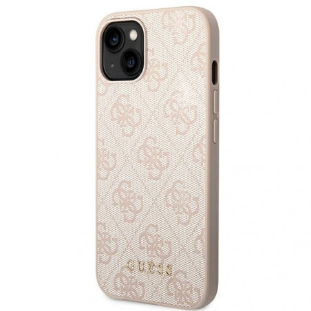 Apple iPhone 14 Hülle Guess 4G Gold Logo Elegant  Rosa 