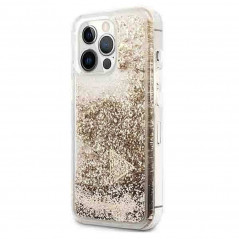 Apple iPhone 14 Pro Max Hülle Guess Liquide Glitter Charms Elegant  Gold 