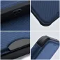 Apple iPhone 13 Pro Book Handytaschen Razor Book Kohlenstoff-Faser, Kohlenstoffmuster  Blau 