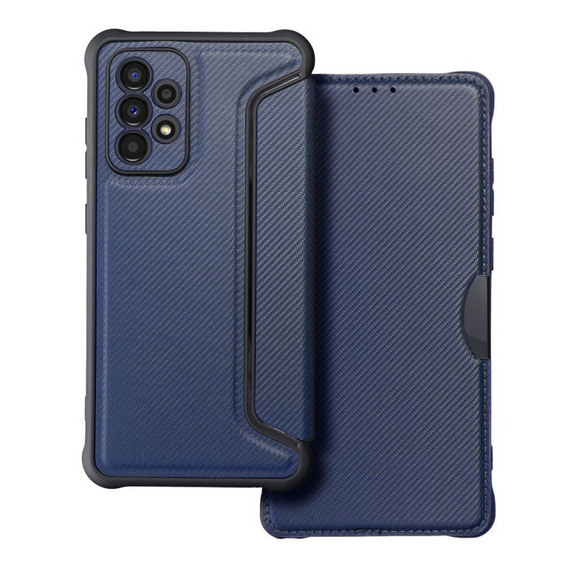 Samsung Galaxy A52s 5G Book Handytaschen Razor Book Kohlenstoff-Faser, Kohlenstoffmuster  Blau 