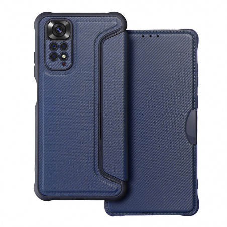 XIAOMI Redmi Note 11 Book Handytaschen Razor Book Kohlenstoff-Faser, Kohlenstoffmuster  Blau 