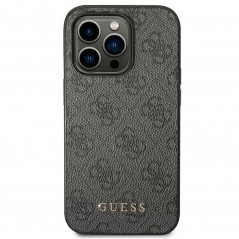 Apple iPhone 14 Pro Hülle Guess 4G Gold Logo Elegant  Grau 