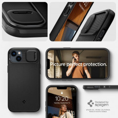 Apple iPhone 14 Hülle Spigen Optik Armor Schwarz 