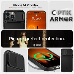 Apple iPhone 14 Pro Max Hülle Spigen Optik Armor Schwarz 