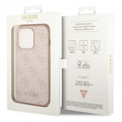 Apple iPhone 14 Pro Hülle Guess 4G Gold Logo Elegant  Rosa 