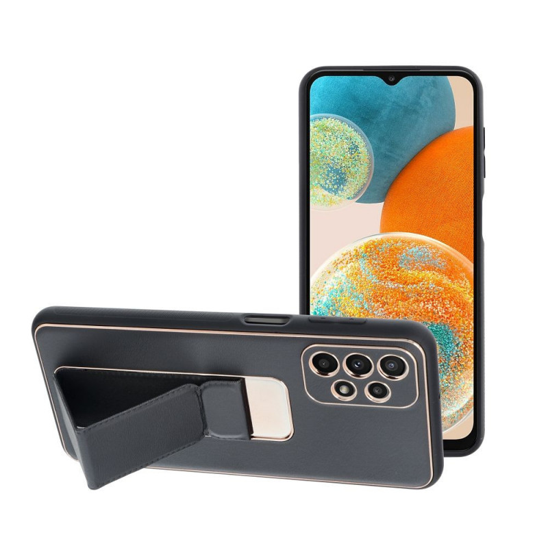 Samsung Galaxy A23 5G Hülle LEATHER Case Kickstand Schwarz 