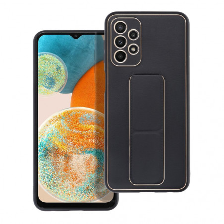 Samsung Galaxy A23 5G Hülle LEATHER Case Kickstand Schwarz 