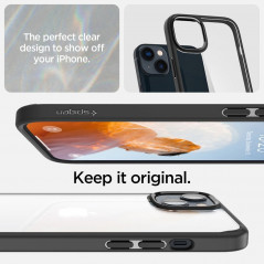 Apple iPhone 14 Hülle Spigen Ultra Hybrid Kristallklar  Matt Schwarz 