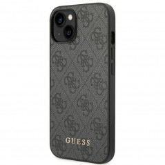 Apple iPhone 14 Hülle Guess 4G Gold Logo Elegant  Grau