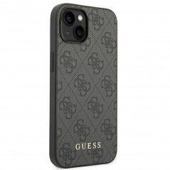 Apple iPhone 14 Hülle Guess 4G Gold Logo Elegant  Grau 