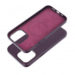 Apple iPhone 15 Pro Max Hülle Leather Mag Cover Elegant  MagSAFE  Dunkelviolett 