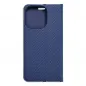 Apple iPhone 15 Pro Book Handytaschen LUNA Book Carbon Kohlenstoff-Faser, Elegant  Blau 