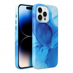 Apple iPhone XS Max Hülle Leather Mag Cover Elegant  MagSAFE  Blau Spritzer 