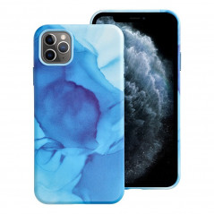 Apple iPhone 11 Pro Max Hülle Leather Mag Cover Elegant  MagSAFE  Blau Spritzer 