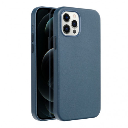 Apple iPhone 12 Pro Hülle Leather Mag Cover Elegant  MagSAFE  Indigoblau