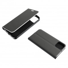 Apple iPhone 14 Pro Max Book Handytaschen LUNA Book Carbon Kohlenstoff-Faser, Elegant  Schwarz 