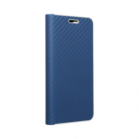 XIAOMI Redmi 9A Book Handytaschen LUNA Book Carbon Kohlenstoff-Faser, Elegant  Blau 