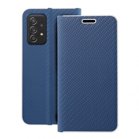 Samsung Galaxy A52 5G Book Handytaschen LUNA Book Carbon Kohlenstoff-Faser, Elegant  Blau 