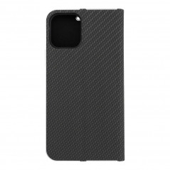 Apple iPhone 12 Pro Book Handytaschen LUNA Book Carbon Kohlenstoff-Faser, Elegant  Schwarz 