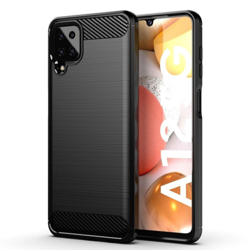 Samsung Galaxy A12 Hülle Carbon Elegant  Schwarz 