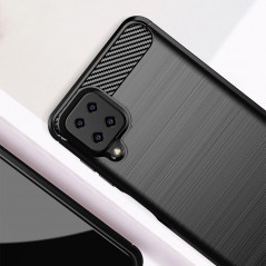 Samsung Galaxy A12 Hülle Carbon Elegant  Schwarz 