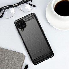 Samsung Galaxy A12 Hülle Carbon Elegant  Schwarz 