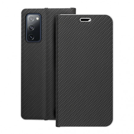 Samsung Galaxy S20 FE 5G 2022 Book Handytaschen LUNA Book Carbon Kohlenstoff-Faser, Elegant  Schwarz 