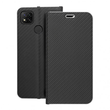 XIAOMI Redmi 9AT Book Handytaschen LUNA Book Carbon Kohlenstoff-Faser, Elegant  Schwarz 