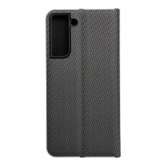 Samsung Galaxy S21 FE 5G Book Handytaschen LUNA Book Carbon Kohlenstoff-Faser, Elegant  Schwarz 