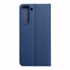 Samsung Galaxy S21 FE 5G Book Handytaschen LUNA Book Carbon Kohlenstoff-Faser, Elegant  Blau 