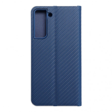 Samsung Galaxy S21 FE 5G Book Handytaschen LUNA Book Carbon Kohlenstoff-Faser, Elegant  Blau 