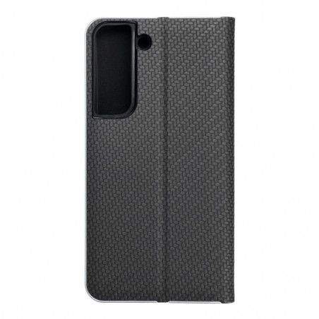 Samsung Galaxy S22 Book Handytaschen LUNA Book Carbon Kohlenstoff-Faser, Elegant  Schwarz 