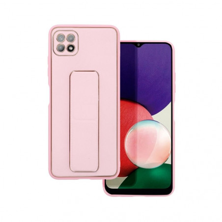 Samsung Galaxy A22 5G Hülle LEATHER Case Kickstand Rosa 