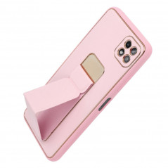 Samsung Galaxy A22 5G Hülle LEATHER Case Kickstand Rosa 