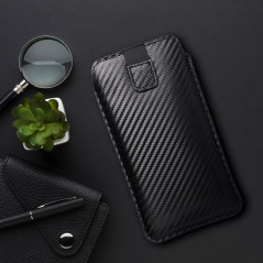 XIAOMI Redmi 9C Universaletui Pocket Carbon Kohlenstoffmuster  Schwarz 