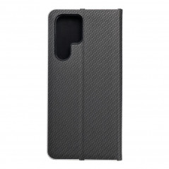 Samsung Galaxy S22 Ultra Book Handytaschen LUNA Book Carbon Kohlenstoff-Faser, Elegant  Schwarz 