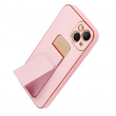 Apple iPhone 13 Hülle LEATHER Case Kickstand Rosa 