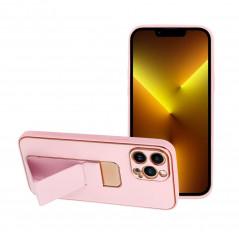 Apple iPhone 13 Pro Hülle LEATHER Case Kickstand Rosa