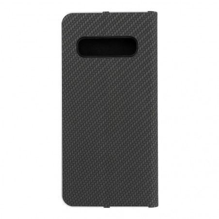 Samsung Galaxy S10 Book Handytaschen LUNA Book Carbon Kohlenstoff-Faser, Elegant  Schwarz 