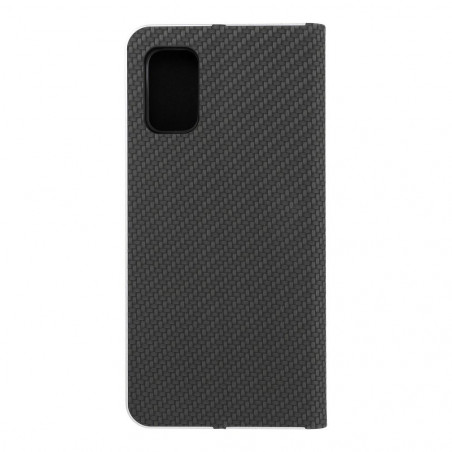 Samsung Galaxy A41 Book Handytaschen LUNA Book Carbon Kohlenstoff-Faser, Elegant  Schwarz 