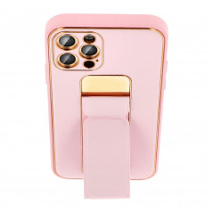 Apple iPhone 11 Hülle LEATHER Case Kickstand Rosa 