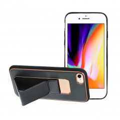 Apple iPhone 7 Hülle LEATHER Case Kickstand Schwarz 