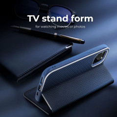 XIAOMI Redmi 9AT Book Handytaschen LUNA Book Carbon Kohlenstoff-Faser, Elegant  Blau 